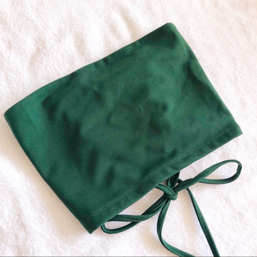 Forest Green Lace up Back Tube Top